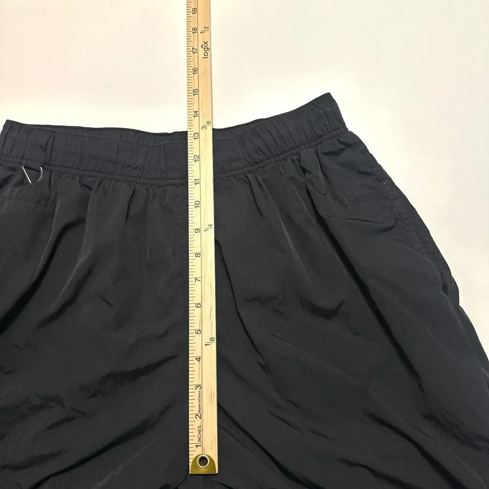 Youngla Joggers Pants Men L Black Nylon Mid Rise Elastic Waistband Pockets